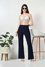 Trendy Glamorous Women Navy Blue Trousers
