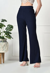 Trendy Glamorous Women Navy Blue Trousers
