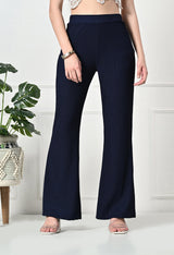 Trendy Glamorous Women Navy Blue Trousers