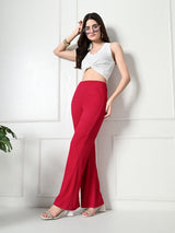 Trendy Glamorous Women Pink Trousers