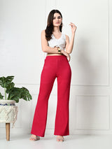 Trendy Glamorous Women Pink Trousers