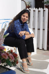 Senorita Navy blue Indigo Denim Checks 100% Cotton Checks Shirt , Full sleeve