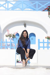 Senorita Navy blue Indigo Denim Checks 100% Cotton Checks Shirt , Full sleeve