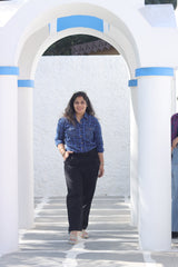 Senorita Navy blue Indigo Denim Checks 100% Cotton Checks Shirt , Full sleeve