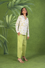 Shop Light Green & White Modal Linen Cotton Co-ord Set for Women at Senorita Fashions