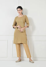 Women Self Design cotton Straight Kurta