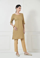 Women Self Design cotton Straight Kurta