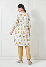 Women Self Design cotton Straight Kurta