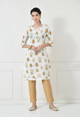 Women Self Design cotton Straight Kurta