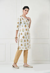 Women Self Design cotton Straight Kurta