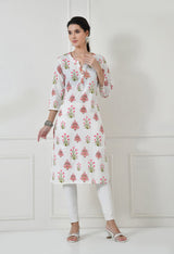 Women Self Design cotton Straight Kurta