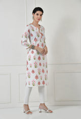 Women Self Design cotton Straight Kurta