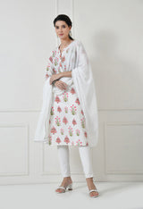 Women Self Design cotton Straight Kurta