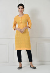 Women Self Design cotton Straight Kurta