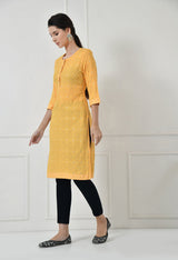 Women Self Design cotton Straight Kurta