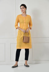 Women Self Design cotton Straight Kurta