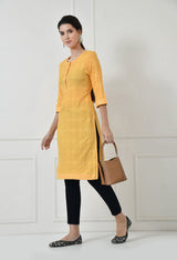 Women Self Design cotton Straight Kurta