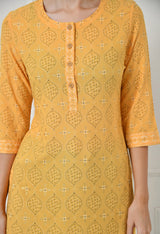 Women Self Design cotton Straight Kurta