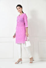 Women Self Design cotton Straight Kurta