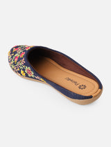 Pairs4U Blue Canvas Upper Flats with Embroidered For Womens