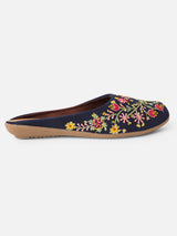 Pairs4U Blue Canvas Upper Flats with Embroidered For Womens