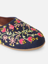 Pairs4U Blue Canvas Upper Flats with Embroidered For Womens