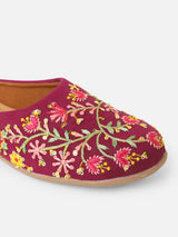 Pairs4U Wine Canvas Upper Flats with Embroidered For Womens