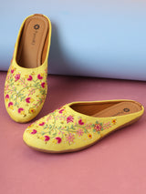 Pairs4U Lemon Canvas upper Flats with Embroidered For Womens