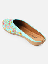 Pairs4U Aqua Canvas Upper Flats with Embroidered For Womens