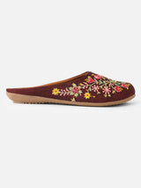 Pairs4U Brown Canvas Upper Flats with Embroidered For Womens