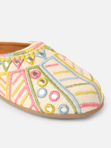 Pairs4U Multi Canvas Upper Flats with Embroidered For Womens