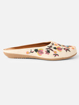 Pairs4U Off White Canvas Upper Flats with Embroidered For Womens