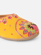 Pairs4U Mustard Canvas Upper Flats with Embroidered For Womens