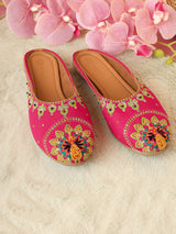 Pairs4U Dark Pink Canvas Upper Flats with Embroidered For Womens