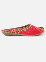 Pairs4U Dark Pink Canvas Upper Flats with Embroidered For Womens
