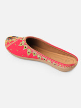 Pairs4U Dark Pink Canvas Upper Flats with Embroidered For Womens
