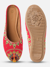 Pairs4U Dark Pink Canvas Upper Flats with Embroidered For Womens