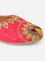 Pairs4U Dark Pink Canvas Upper Flats with Embroidered For Womens