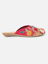 Pairs4U Pink Canvas Upper Flats with Embroidered For Women