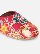 Pairs4U Pink Canvas Upper Flats with Embroidered For Women
