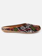 Pairs4U Black Canvas Upper Flats with Embroidered For Womens