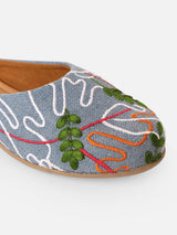 Pairs4U Blue Canvas Upper Flats with Embroidered For Womens