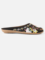 Pairs4U Black Canvas Upper Flats with Embroidered For Womens