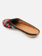 Pairs4U Black Canvas Upper Flats with Embroidered For Womens