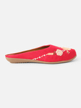 Pairs4U Dark Pink Canvas Upper Flats with Embroidered For Womens