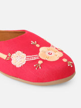 Pairs4U Dark Pink Canvas Upper Flats with Embroidered For Womens
