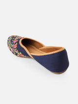 Pairs4U Neavy Blue Canvas upper Flats with Embroidered For Womens