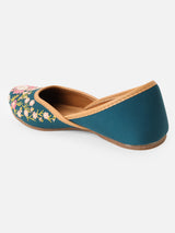 Pairs4U Teal Canvas Upper Flats with Embroidered For Womens