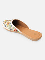 Pairs4U White Canvas Upper Flats with Embroidered For Womens