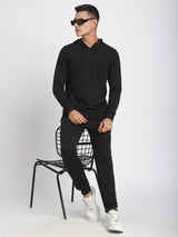 Stitch Hub Black Loop knit Joggers for Men